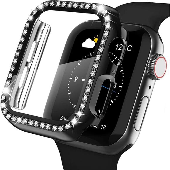 2pk Bling Screen Protector Case Cover For Apple Watch 3/2/1 - 38mm Black Clear - Picture 1 of 12